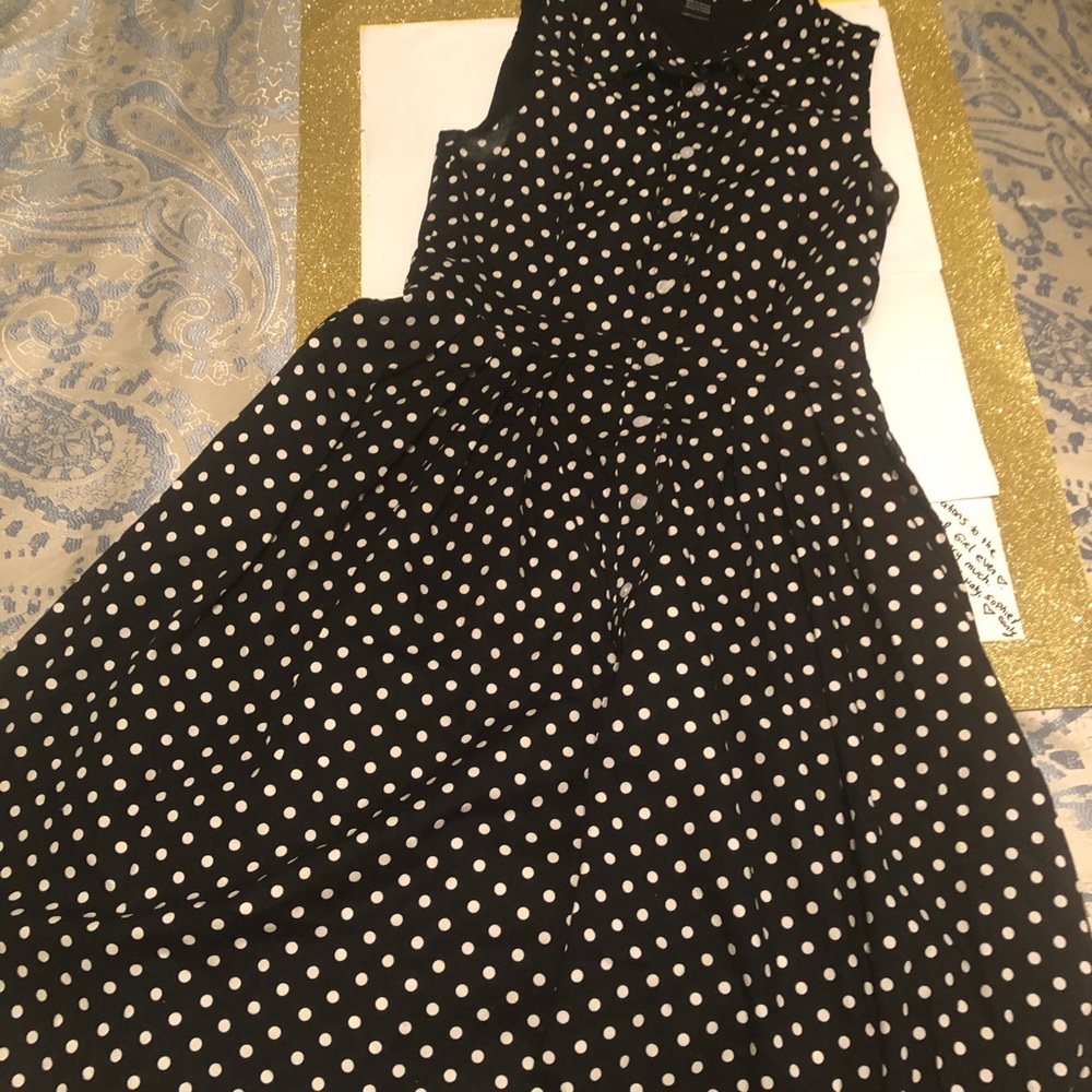 Black and white collar poco dot dress